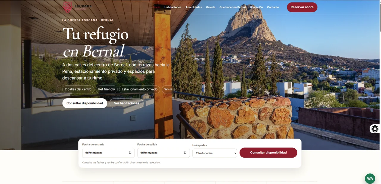 Nuevo sitio web de Hotel La Cuesta Toscana desarrollado por Lara Multimedia